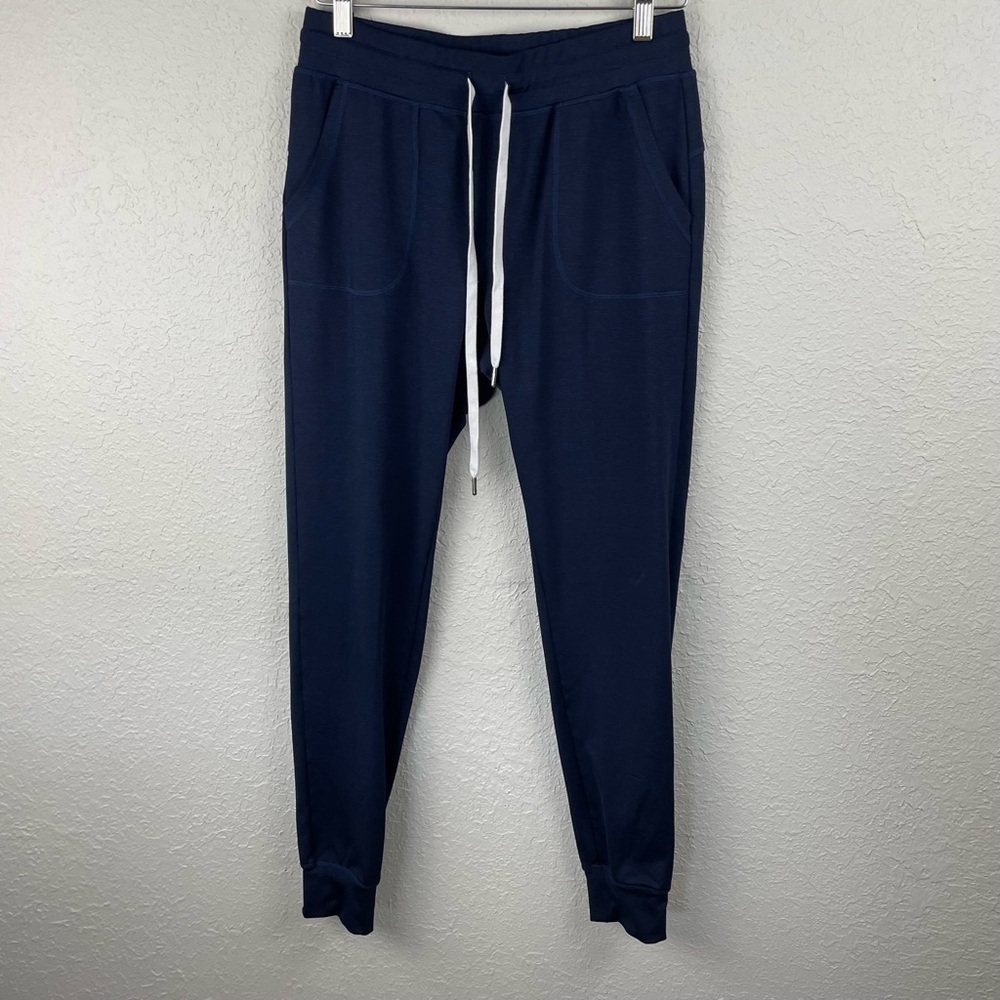 Zyia Active Workout Lounge Navy Pull On Tie‎ Front Joggers Track Pants Sz S